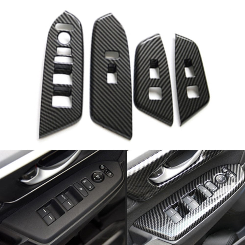 Garniture de panneau de commutateur de lève-vitre en fibre de carbone pour Honda CR-V CRV 17-21