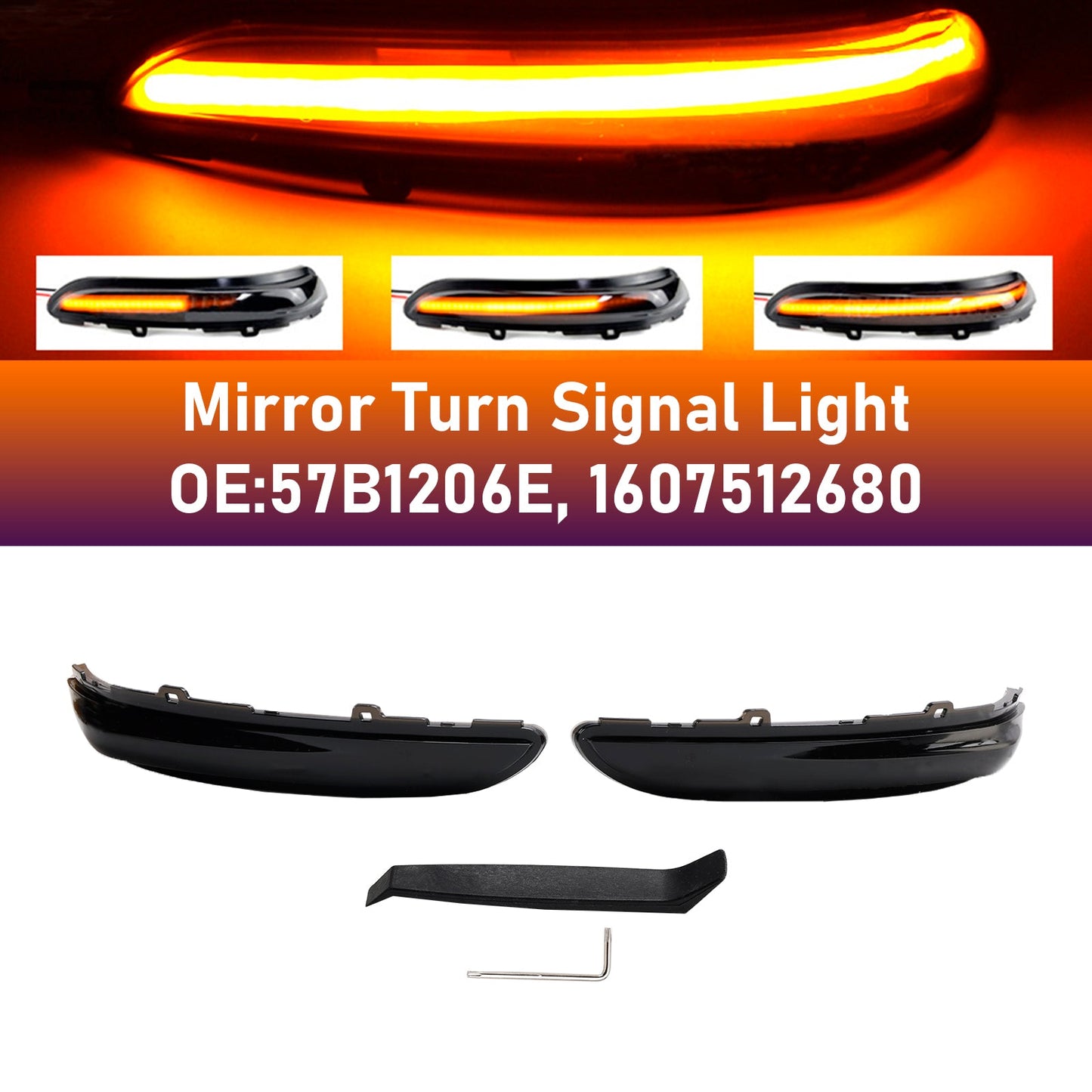Clignotant séquentiel à LED fumé pour rétroviseur latéral Opel Corsa F 2019-2021 57B1206E