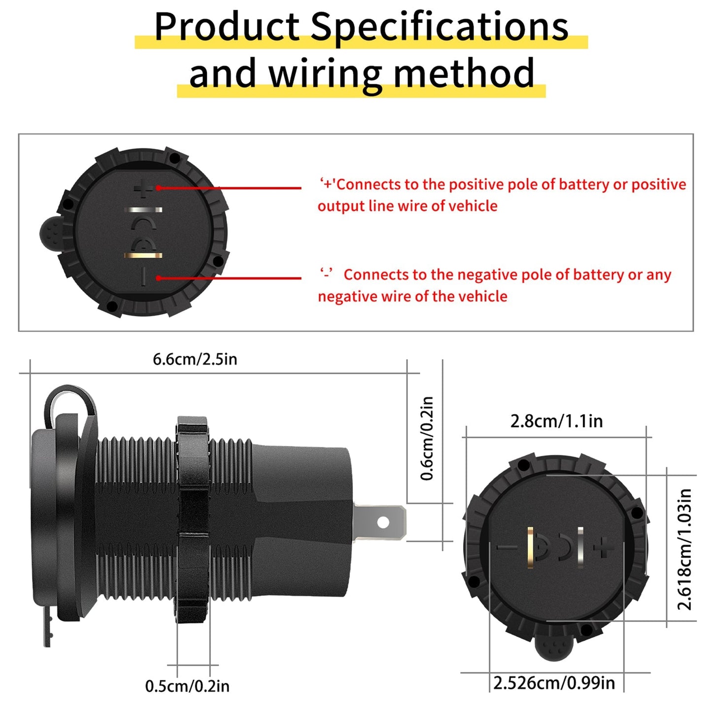 Soporte de carga para teléfono de 60 W QC4.0, soporte de extensión para motocicleta, color negro