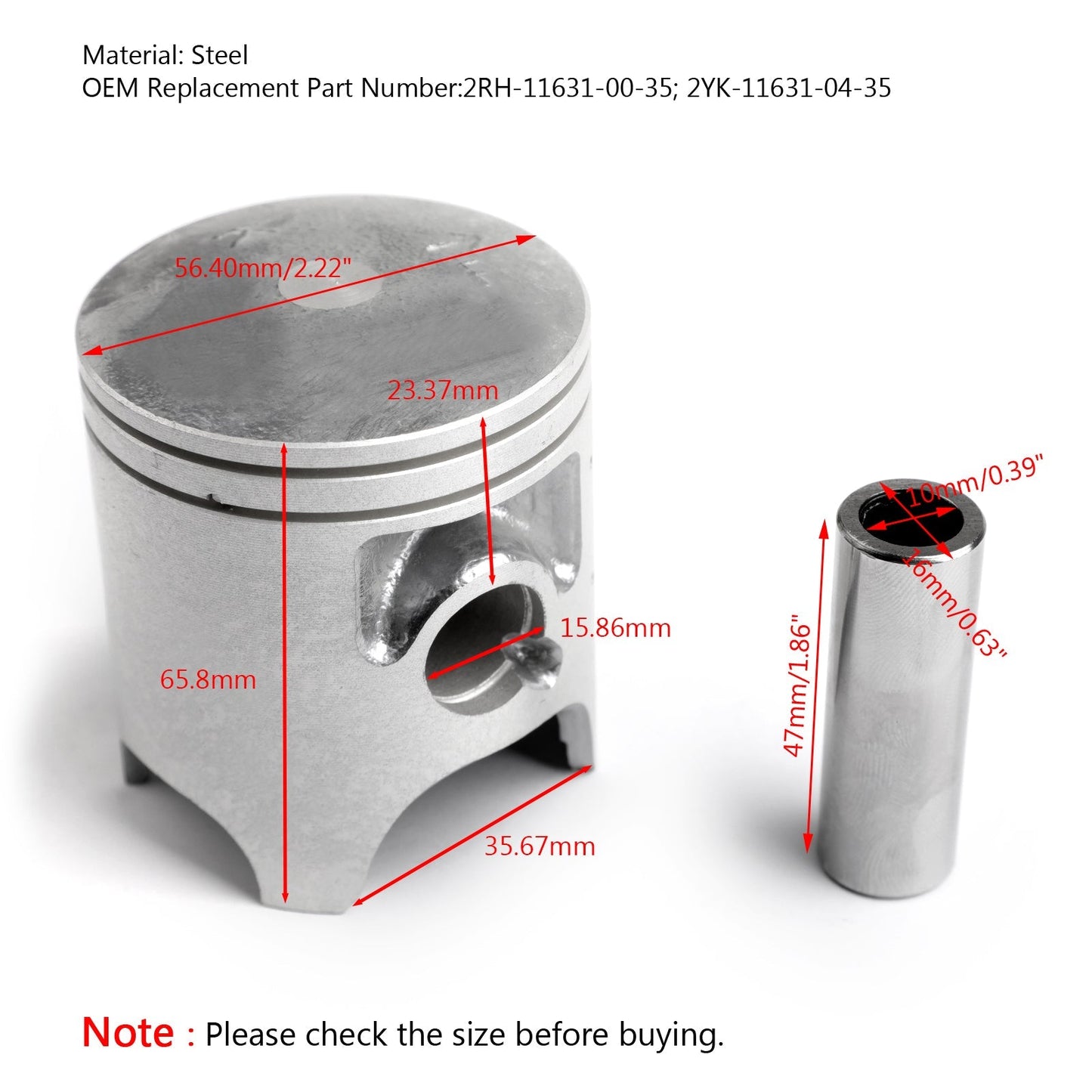 Segment de piston pour Yamaha TZR125 87-94, TDR250 88-90 et DT125R 1988