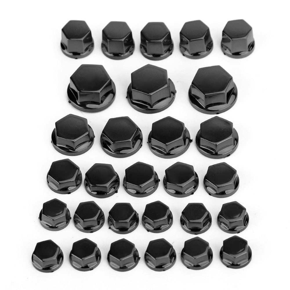 Lot de 30 bouchons de vis et écrous de pompe à eau noirs, 5 tailles