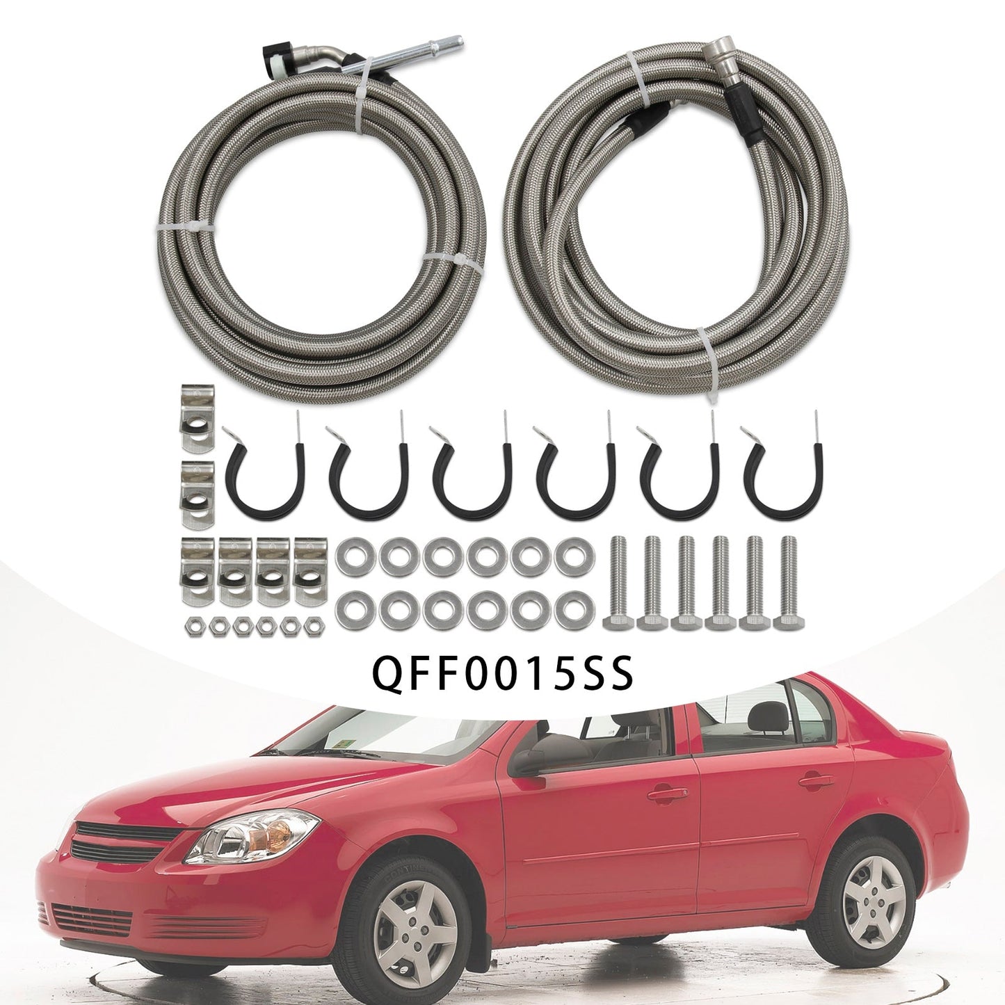 2007-2008 PontiacG5 2.4L l4 Stainless Steel Braided Fuel Line Kit Quick Fix QFF0015SS