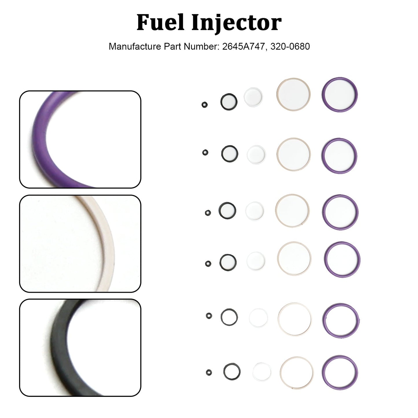 Caterpillar CAT C7 Internal 6PCS Fuel Injectors Seal O-Ring Kit