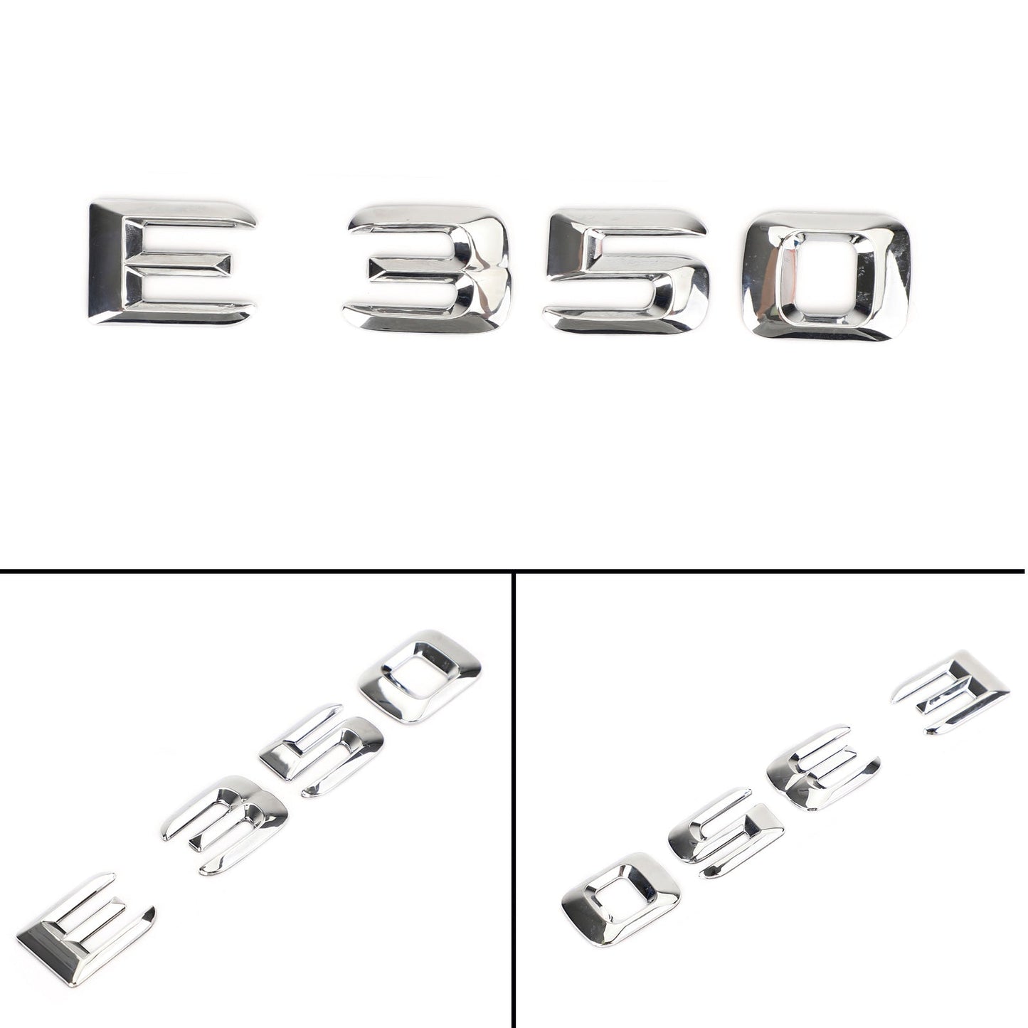 Emblème de coffre arrière, plaque signalétique, lettres et chiffres, compatible avec Mercedes E350, chromé