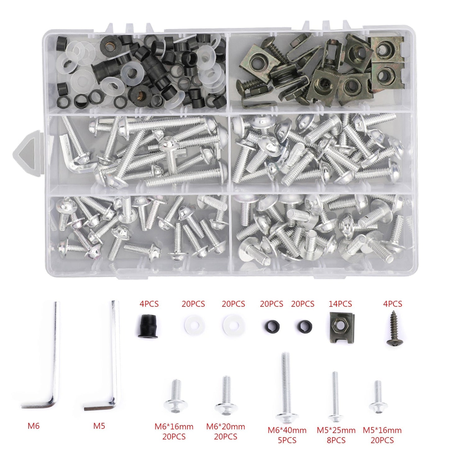 Honda Yamaha Suzuki Kawasaki 177PCS Fairing Bolt Kit Bodywork Screws
