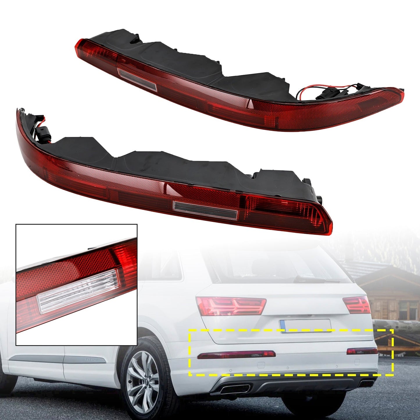 Ensemble de feux antibrouillard pour pare-chocs arrière gauche et droit Audi Q7 2016-2023 4M0945095A 96A