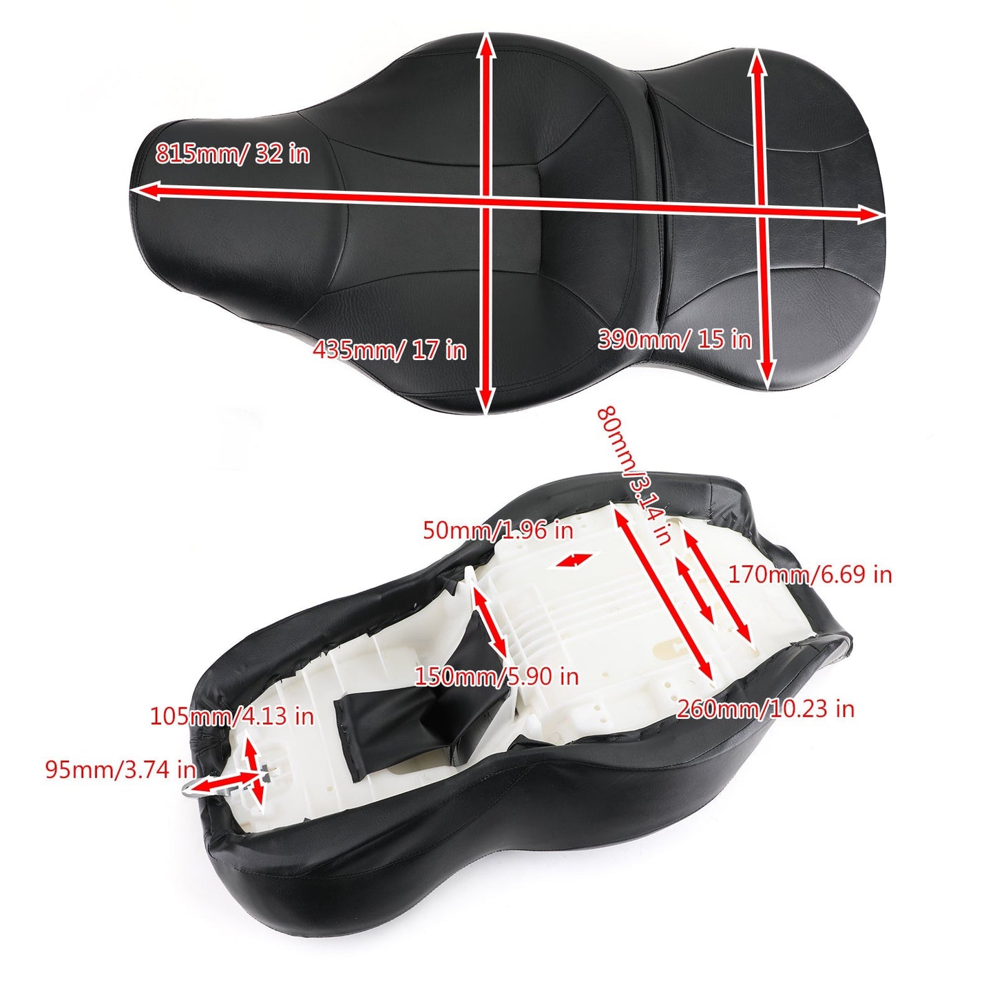 Selle pilote passager 2 places pour Touring Tri Glide FLHR FLHT FLHX FLTR 09-21