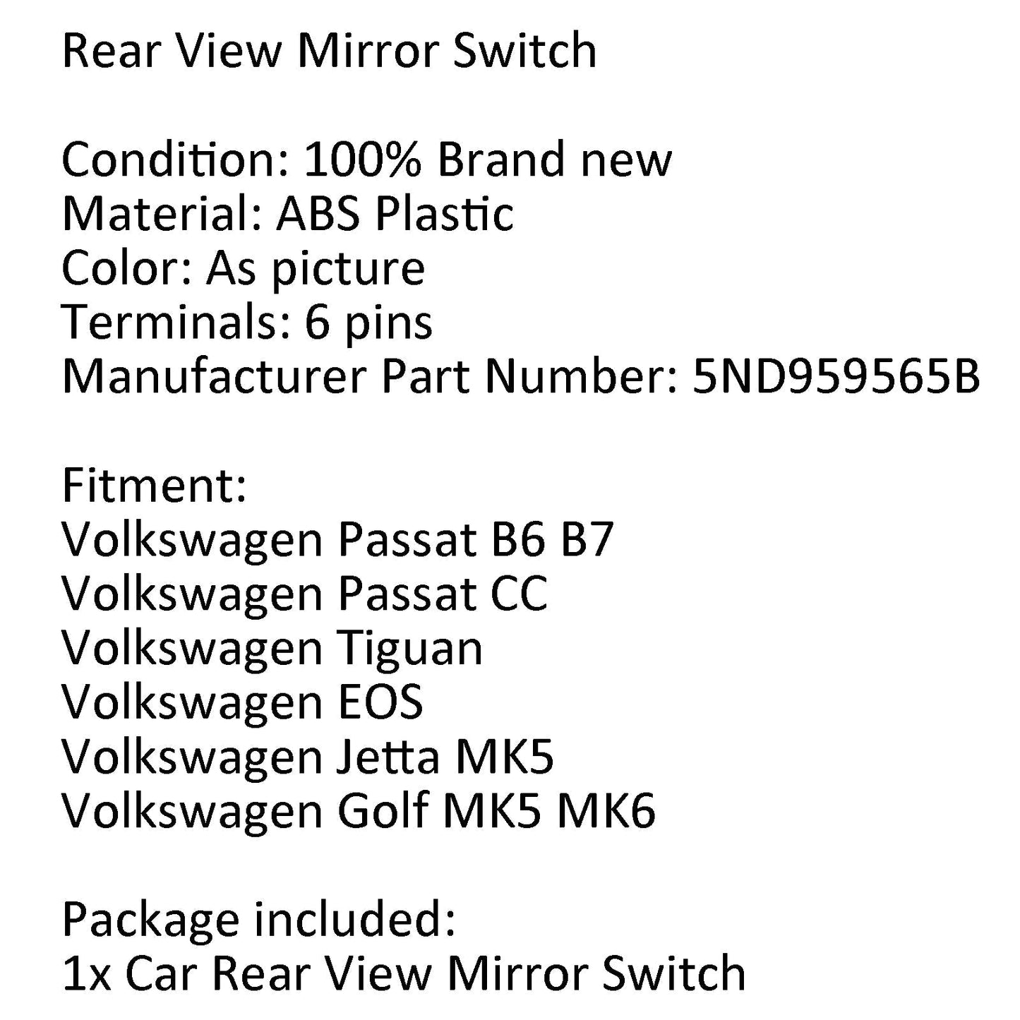 Bouton de réglage du rétroviseur pour VW Jetta MK5 Golf GTI Sagitar