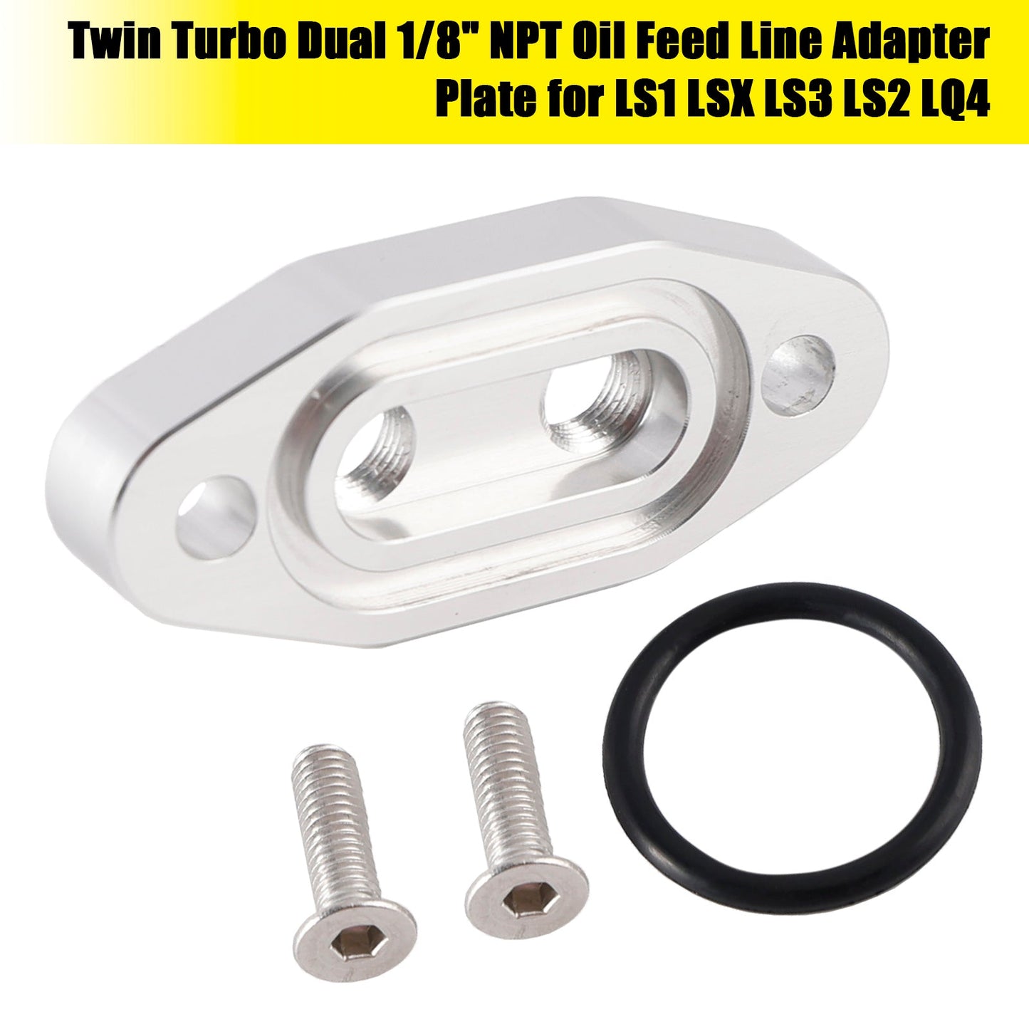 LS1 LSX LS3 LS2 LQ4 Twin Turbo Dual 1/8" NPT Oil Feed Line Adapter Plate 551666