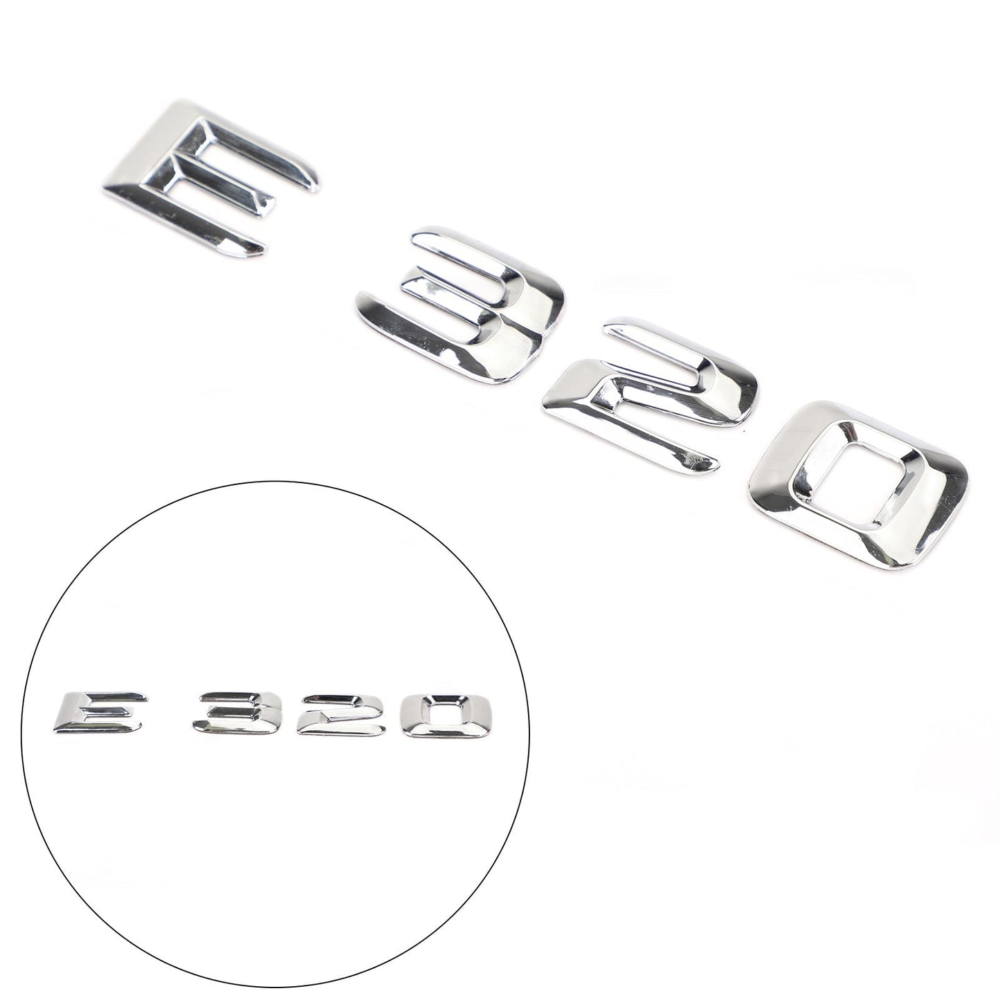 Emblème de coffre arrière, plaque signalétique, lettres et chiffres, compatible avec Mercedes E320, chromé