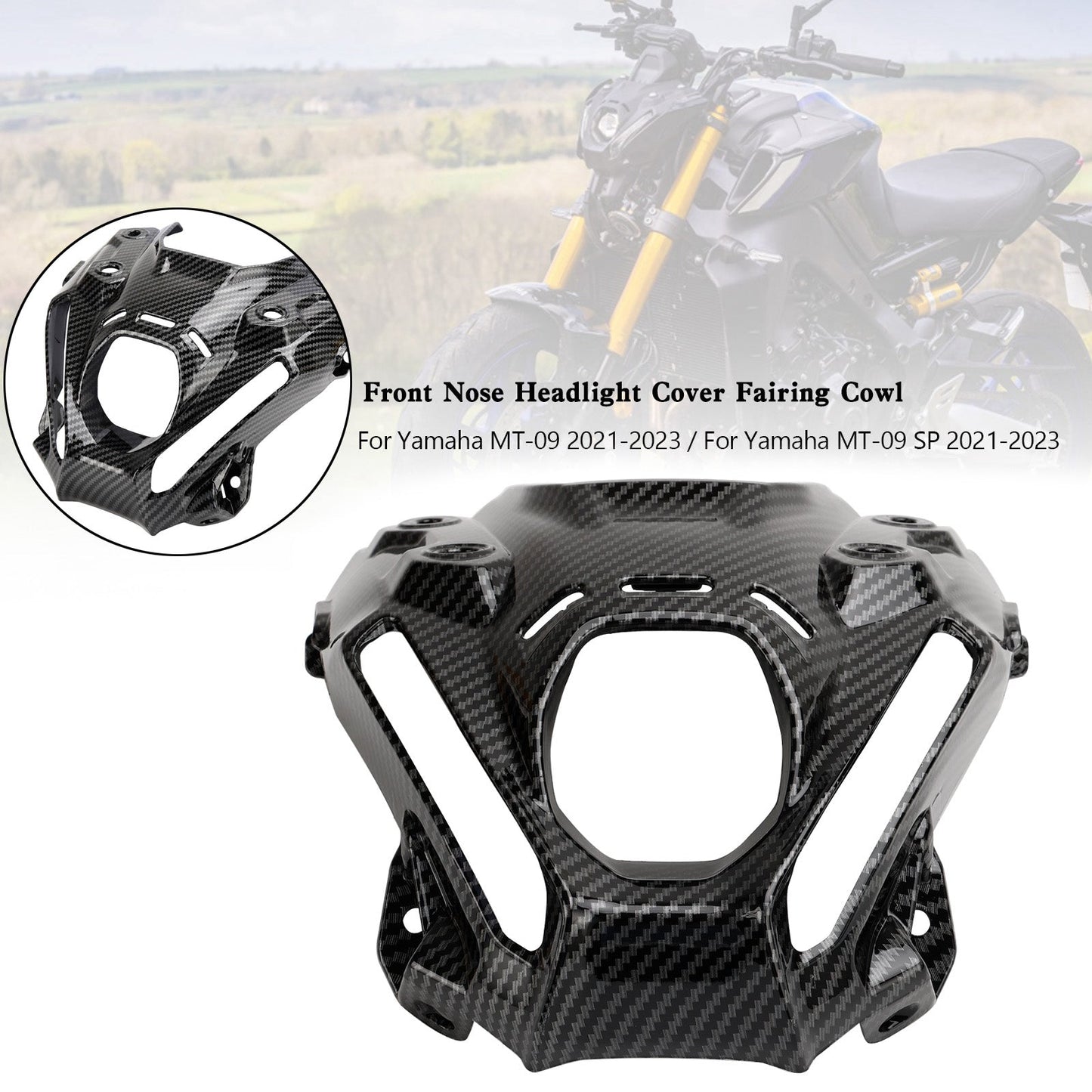 Carénage de phare avant en carbone pour Yamaha MT-09 SP 2021-2023