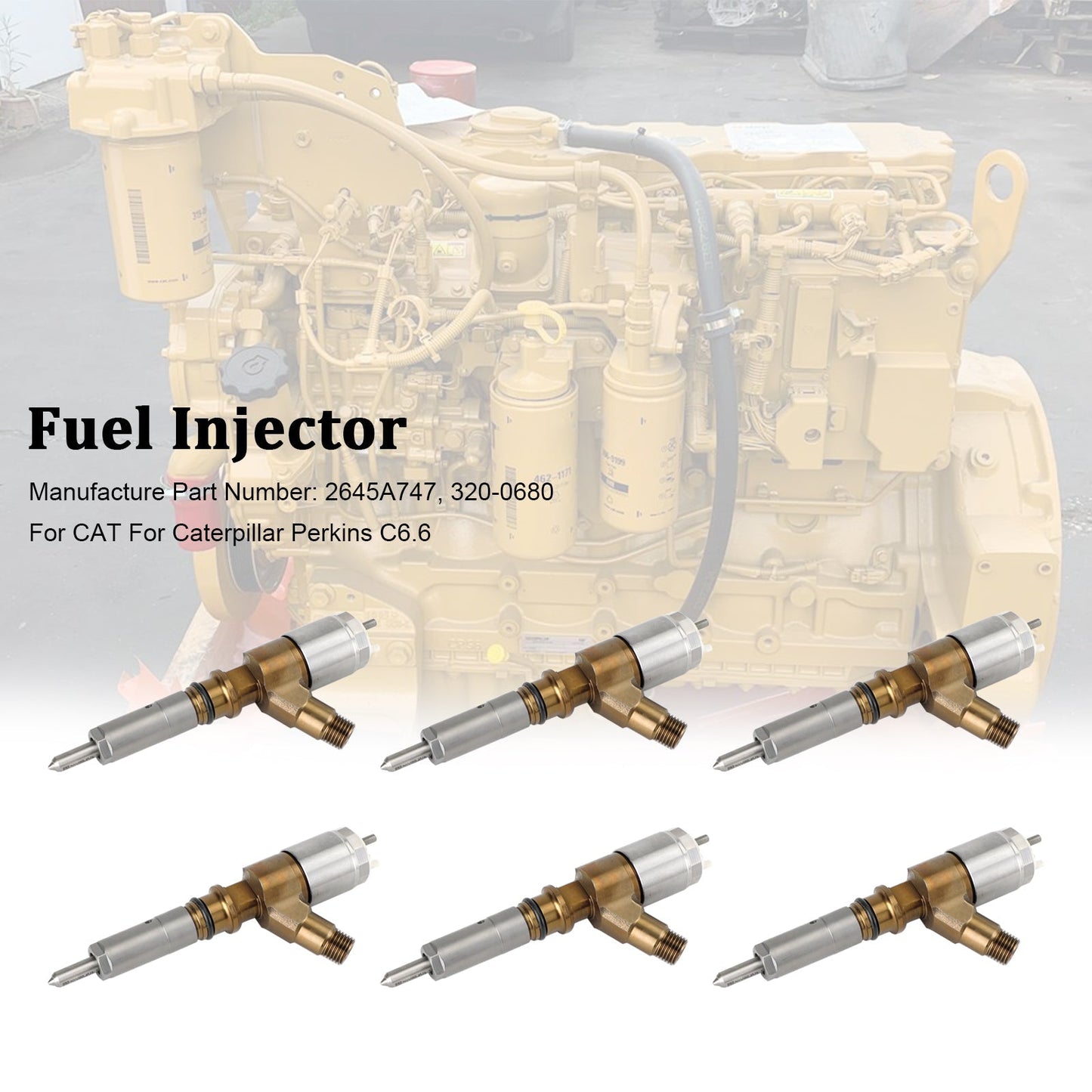 Inyectores de combustible Caterpillar Perkins C6.6 (6 piezas) 2645A747 320-0680