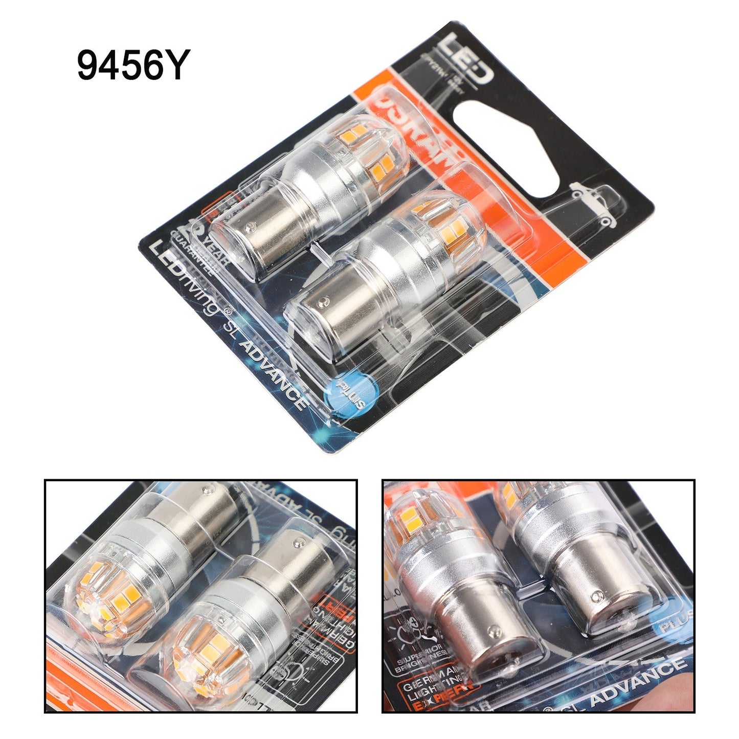 2 ampoules auxiliaires LED OSRAM 9456Y pour voiture PY21W 12V2.5W BAU15s