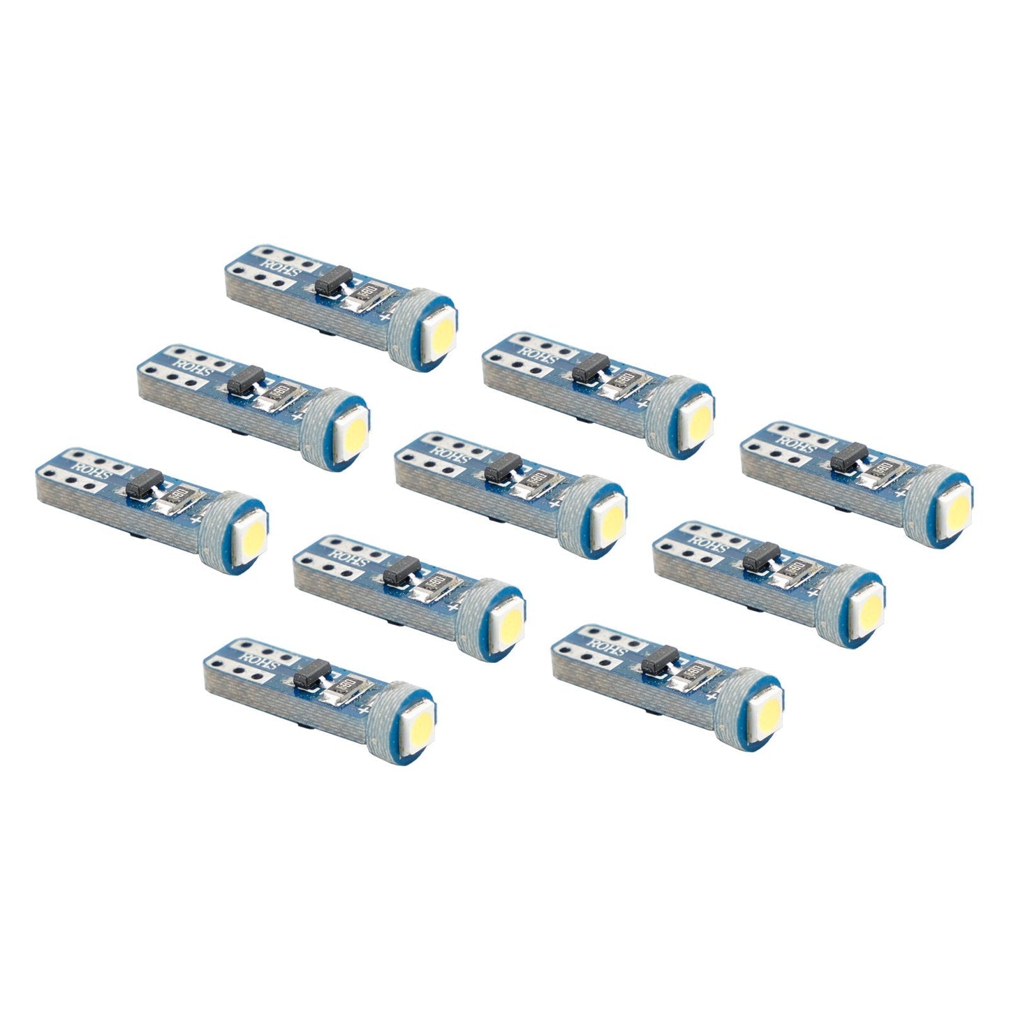 Lot de 10 ampoules LED rétrofit HELLA 2721 W Wedge T5 12 V 1 W W2X4.6D 6 000 K