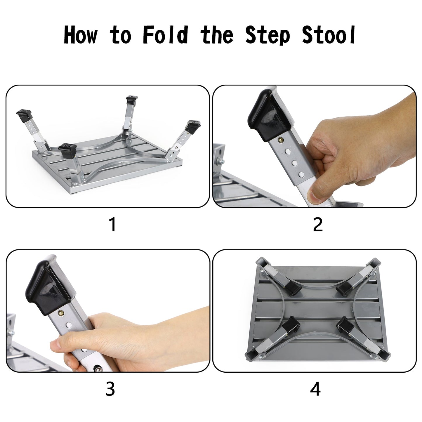 Folding Aluminum Platform RV Step Stool Trailer Camper Working Ladder Portable