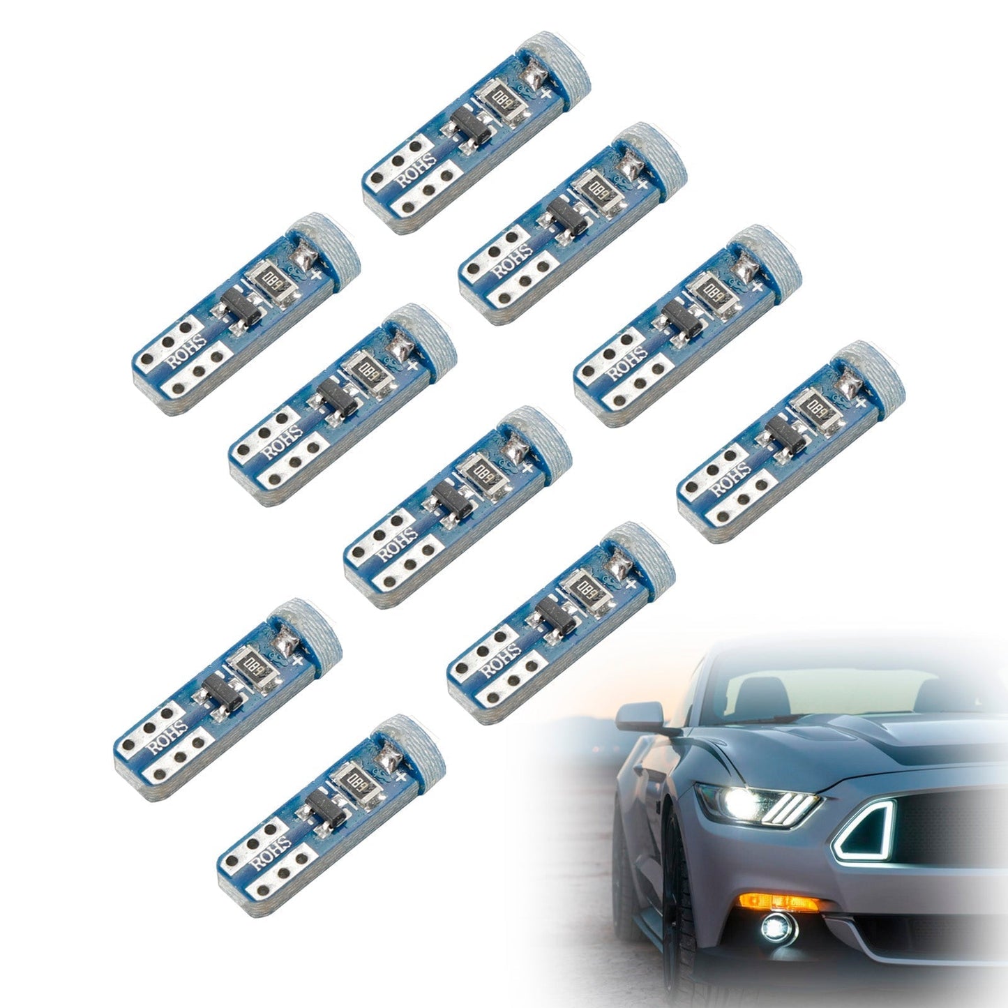 Lot de 10 ampoules LED rétrofit HELLA 2721 W Wedge T5 12 V 1 W W2X4.6D 6 000 K