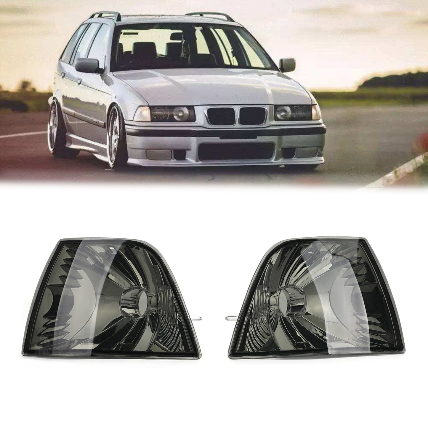 Paire de feux de stationnement fumés pour BMW Série 3 E36 4DR 1992-1998