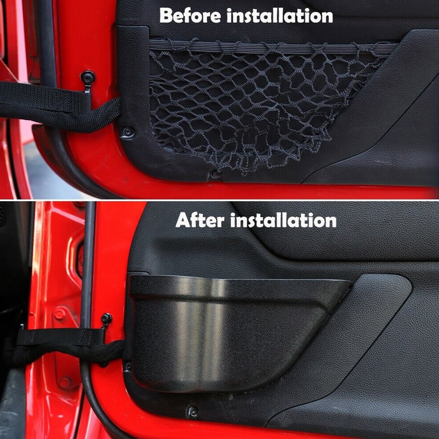 Boîte de rangement avec filet pour portières avant et arrière du Wrangler JK 2011-2017