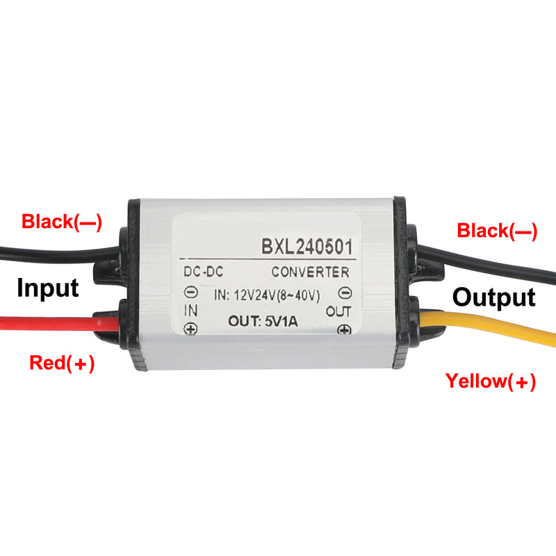 Convertisseur abaisseur de tension étanche 12 V/24 V vers 5 V, 5 A, 25 W, 12/24 V-5 V-2 A