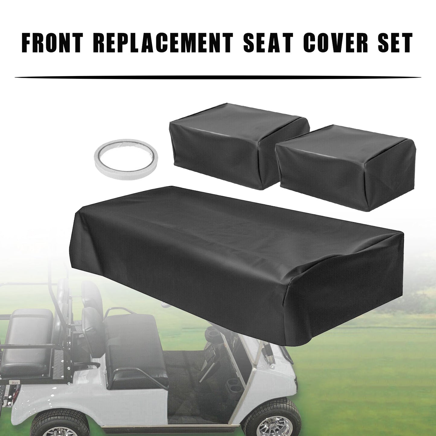 Housses de siège avant Club Car en cuir PU pour voiturette de golf DS d'avant 2000 (kaki)