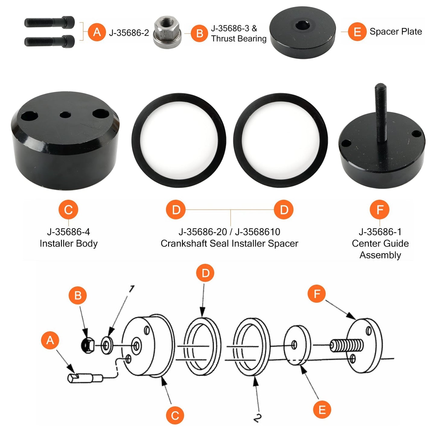 Detroit Diesel Series 60 12.7L 14L Front Rear Crank Seal Installer J-35686-B