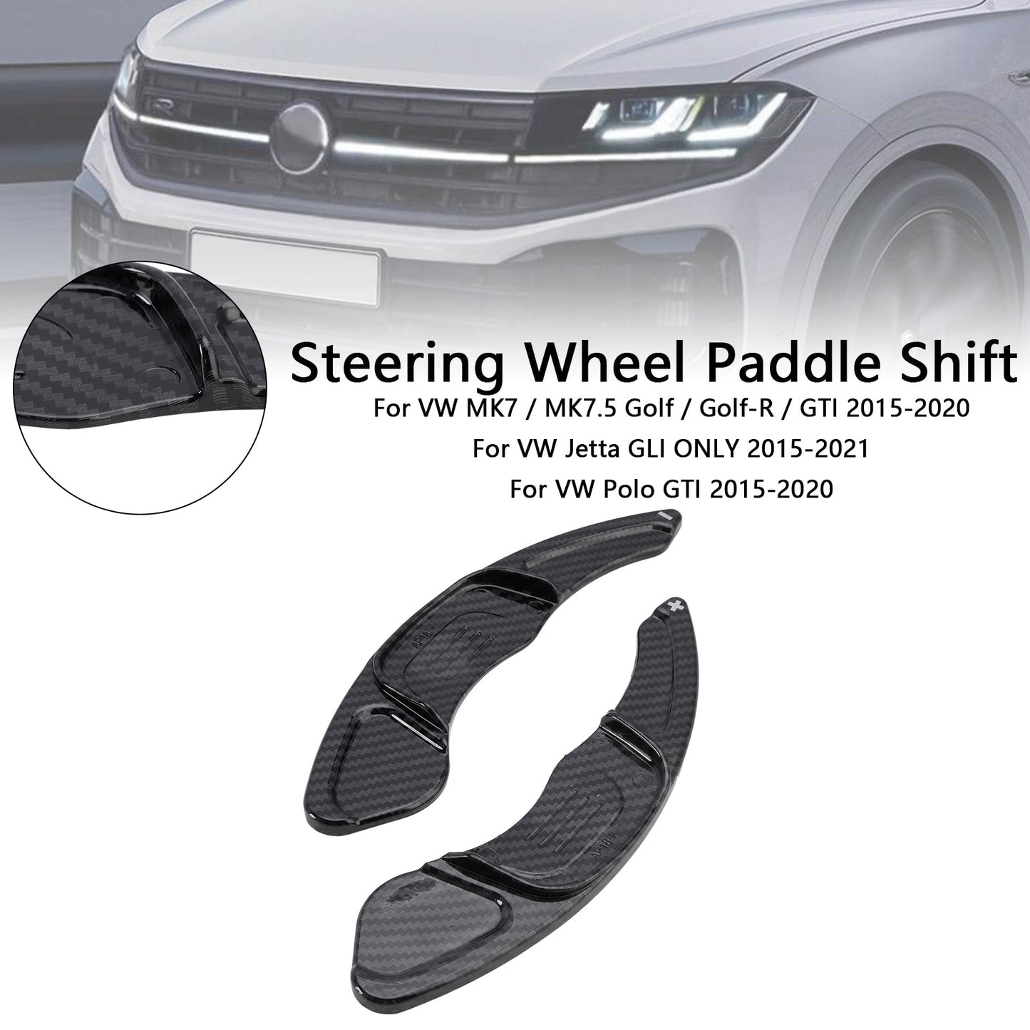 2015-2020 Volkswagen Polo Golf 7 Carbon Look Steering Wheel Paddle Shifter Extension Covers