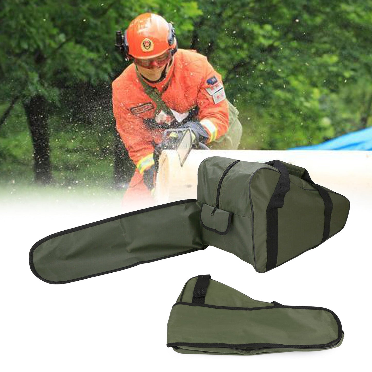 Bolsa de transporte para motosierra de 20 pulgadas, caja de viaje, portátil, color verde
