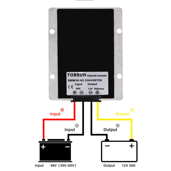 Convertidor y regulador de potencia CC/CC reductor de 48 V a 12 V, 30 A, 360 W, resistente al agua