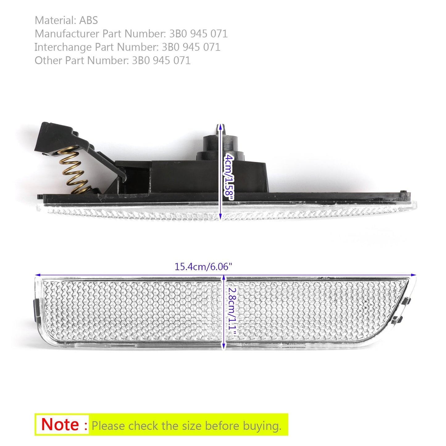 Feux de gabarit latéraux avant blancs gauches pour VW Passat B5.5 (2001-2005)