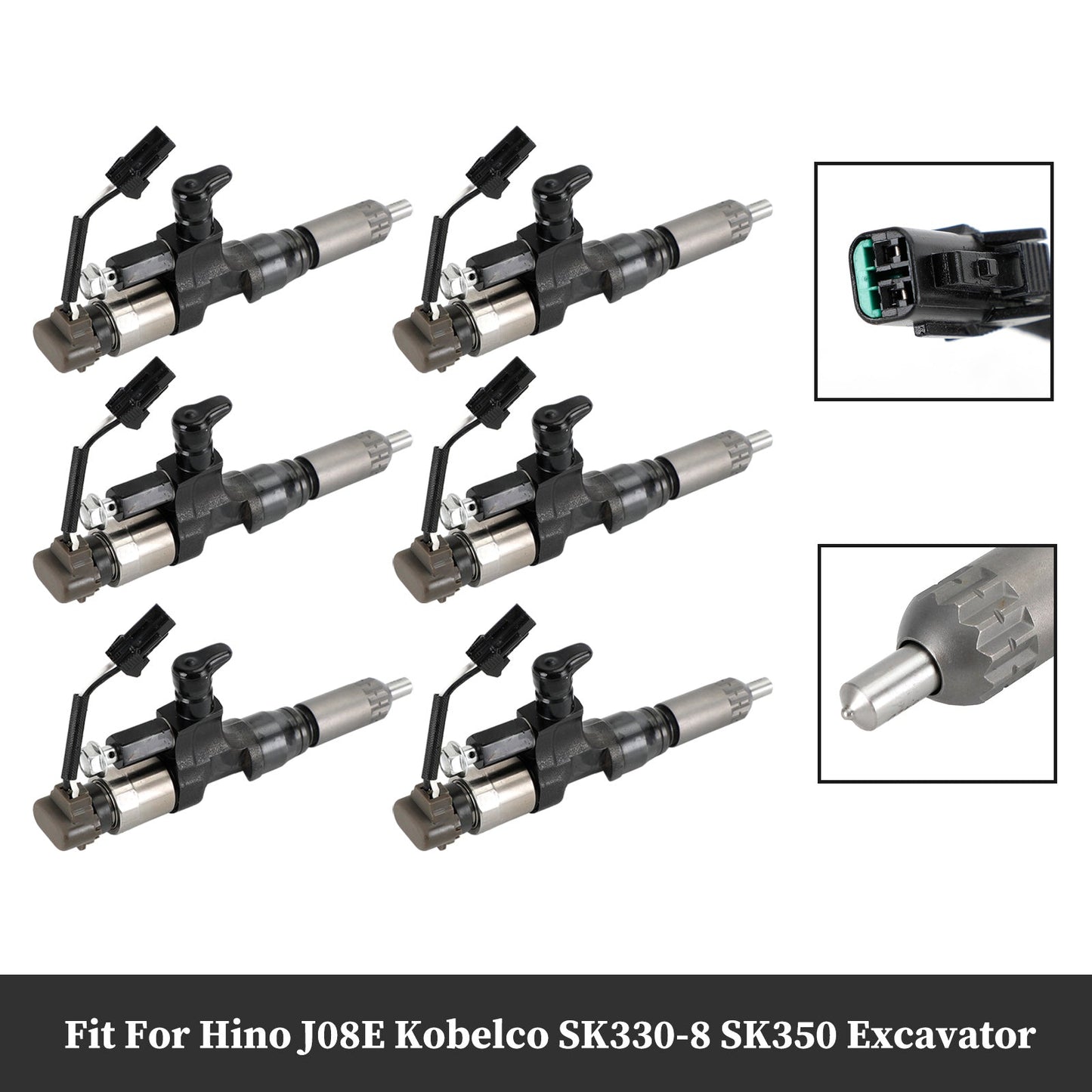 Injecteurs de carburant pour excavatrice Hino J08E Kobelco SK330-8 SK350 6 pièces 095000-6593 CB84034501S 23670-E0010