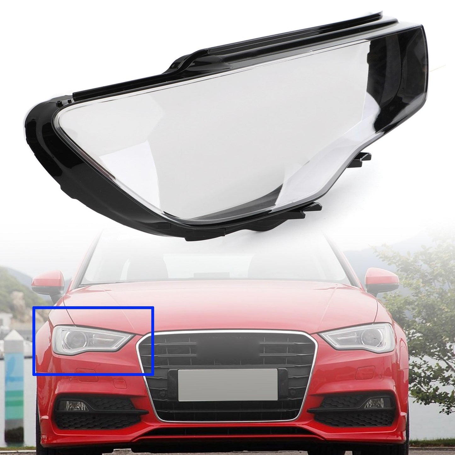 Couvercle de phare transparent pour Audi A3 2013-2016, lentille de phare droit 8V0941004