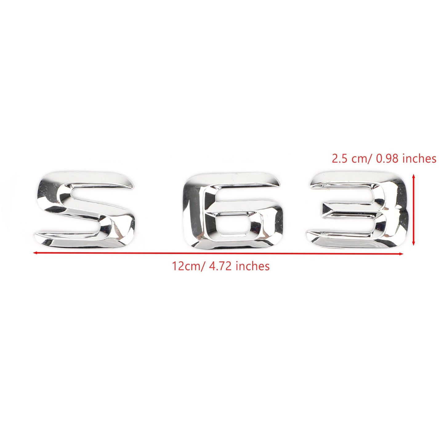 Emblème de coffre arrière, plaque signalétique, lettres et chiffres, compatible avec Mercedes S63, chromé