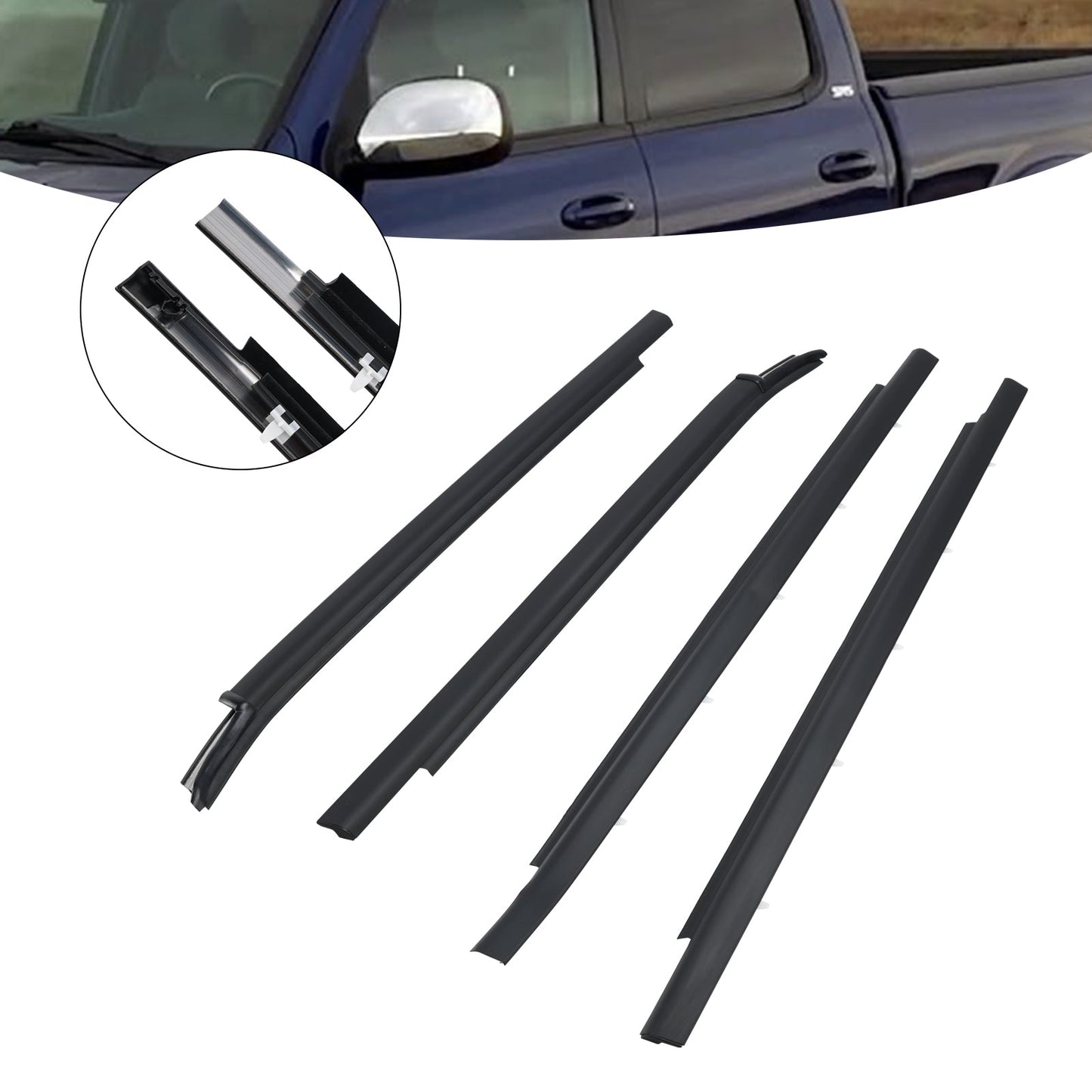 Joint d'étanchéité pour vitre extérieure inférieure de Toyota Tundra Double Cab 2000-2006, 4 pièces, 75720-0C010 et 75710-0C010