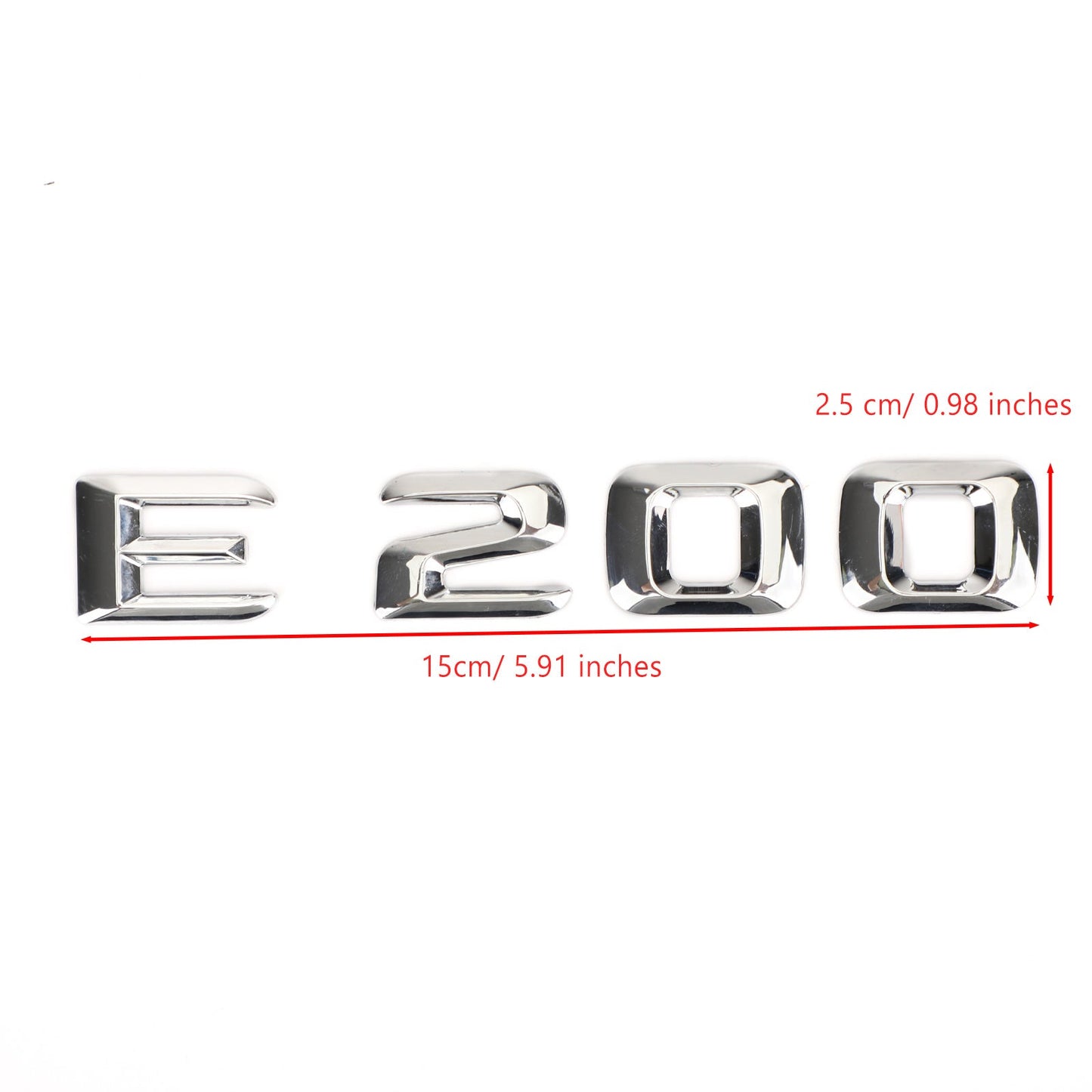 Emblème de coffre arrière, plaque signalétique, lettres et chiffres, compatible avec Mercedes E200, chromé