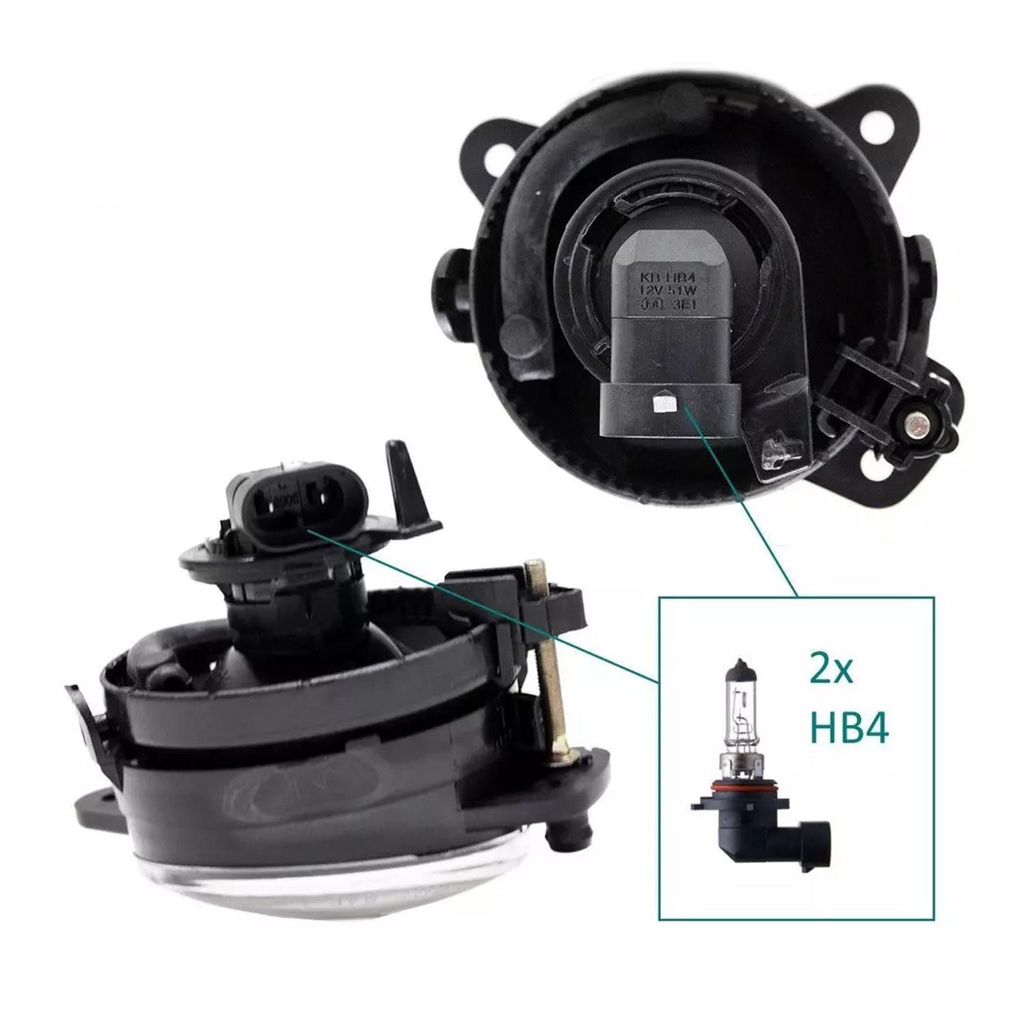 Par de luces antiniebla delanteras con bombillas para Volkswagen Touareg 2006-2010 (6QD941699 y 6QD941700)