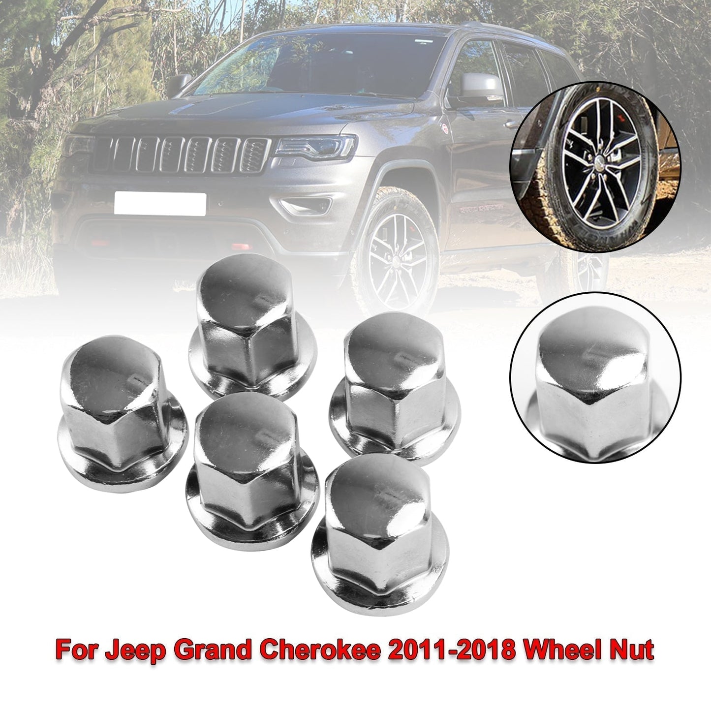2011-2018 For Jeep Grand Cherokee 5PCS Lug Nuts 14x1.5 06509422AA 6509422AA