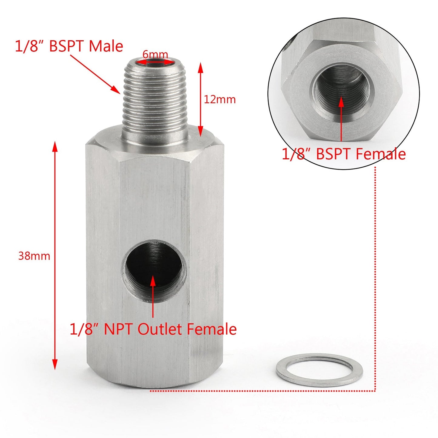 Adaptateur de capteur de pression d'huile 1/8" BSPT en T vers NPT pour conduite d'alimentation turbo