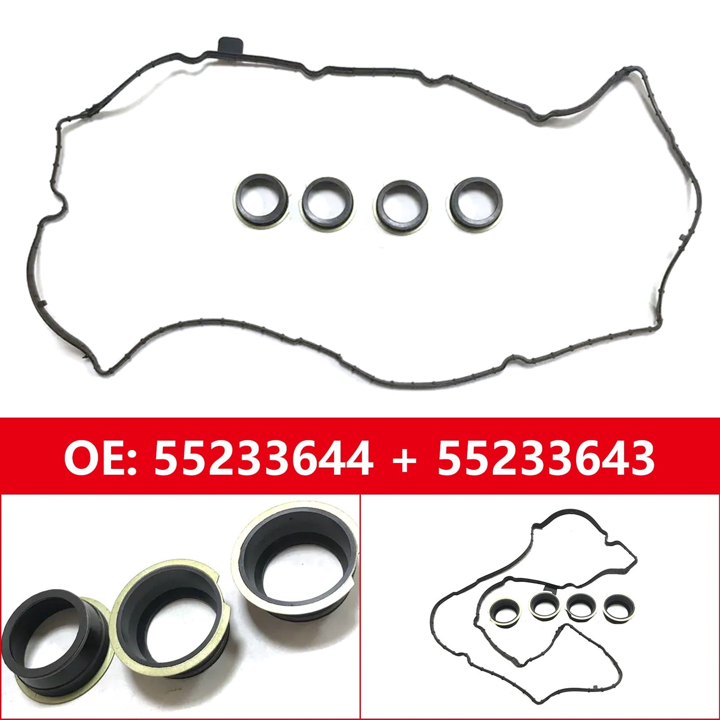 Lancia Alfa Romeo Fiat For Jeep Renegade 1.4T Rocker Cover Gasket Spark Plug Seal 55233643 55233644