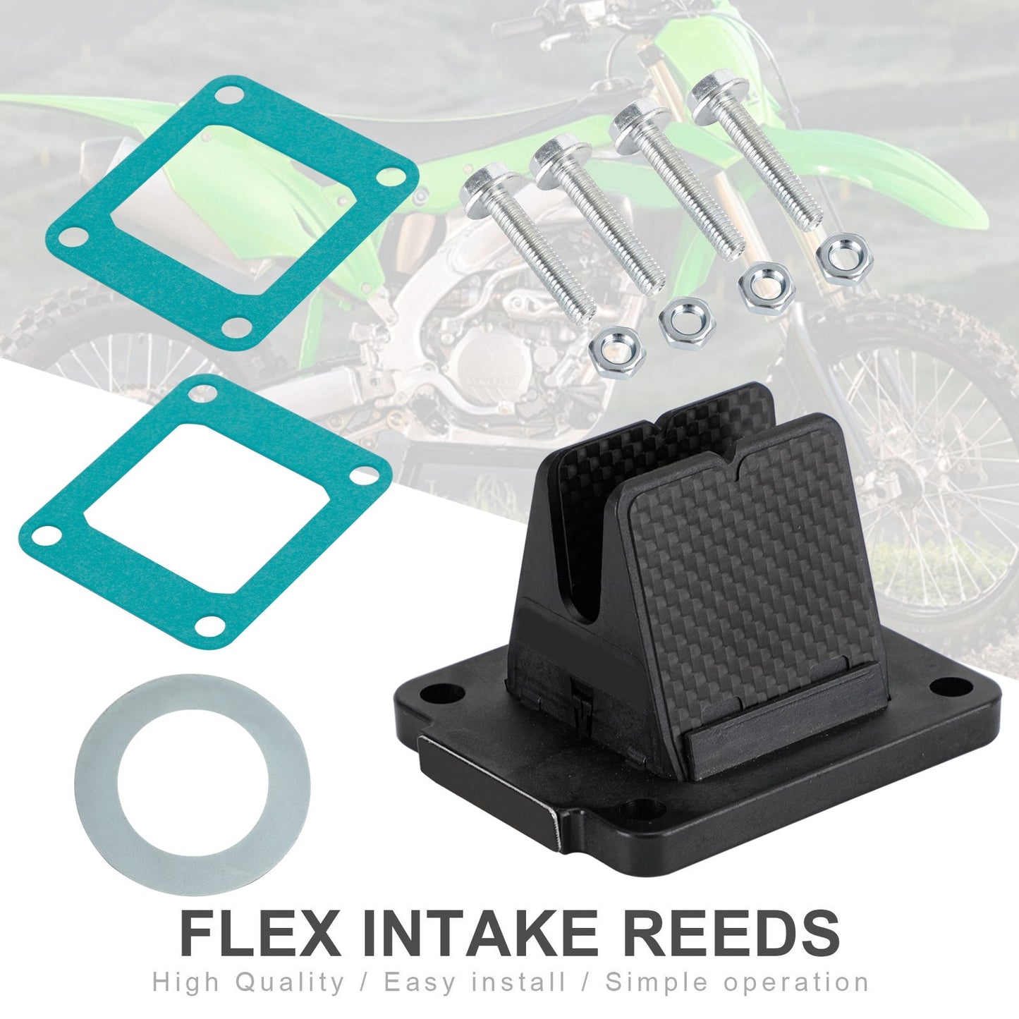 Sistema de válvula de láminas para motocicleta Kawasaki KX80/KX85/KX100/RM100 1987-2016 V384A