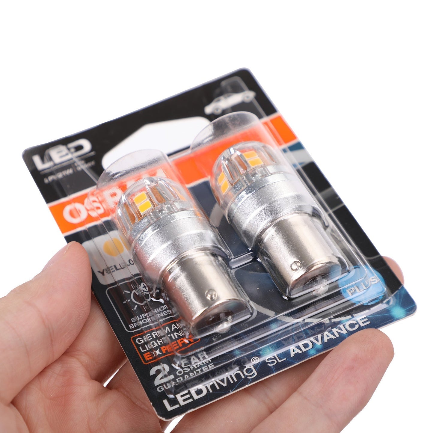 2 ampoules auxiliaires LED OSRAM 9456Y pour voiture PY21W 12V2.5W BAU15s