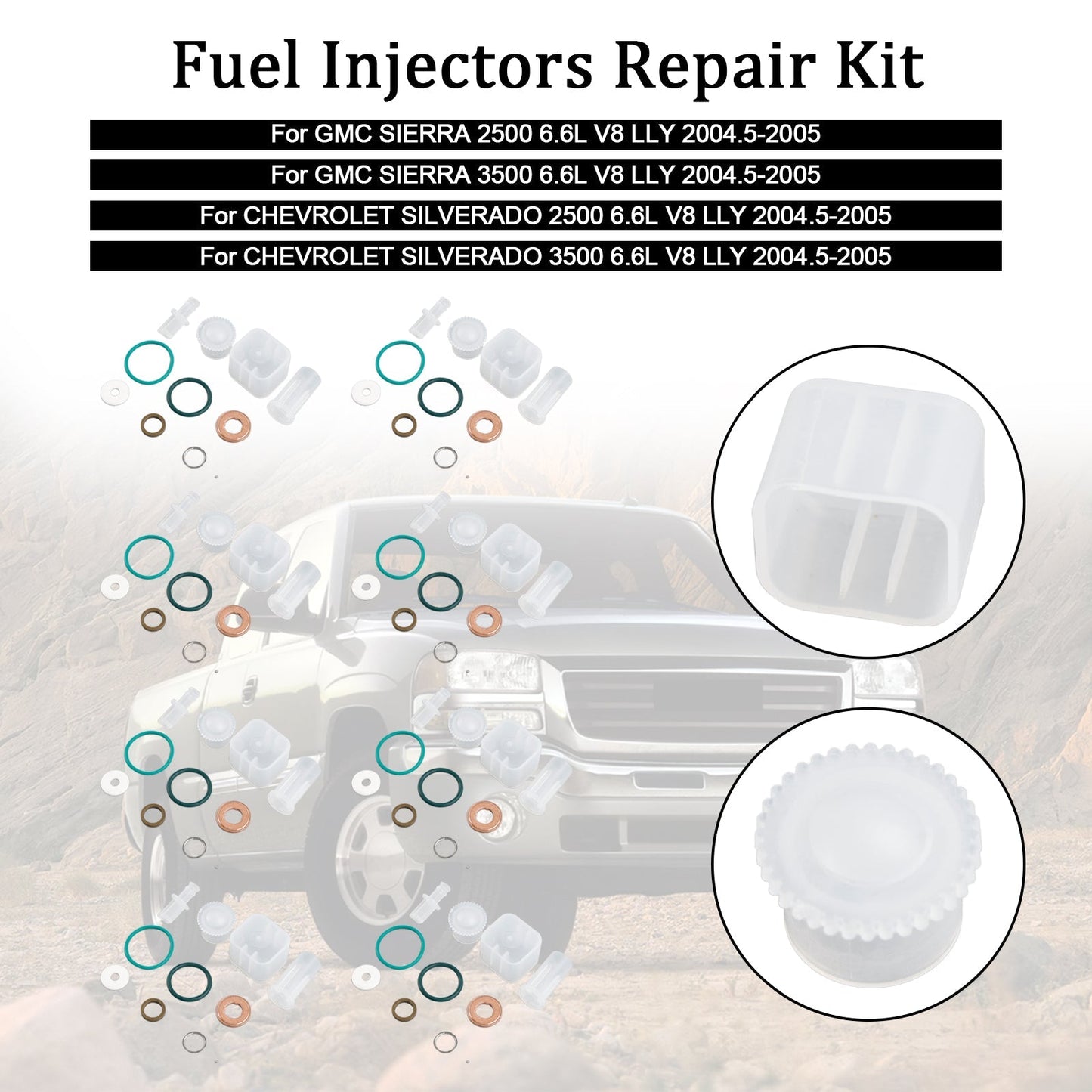 8PCS Fuel Injector Repair Kit Fit For Chevy Fit For GMC Duramax 6.6L 2004-2005 Diesel