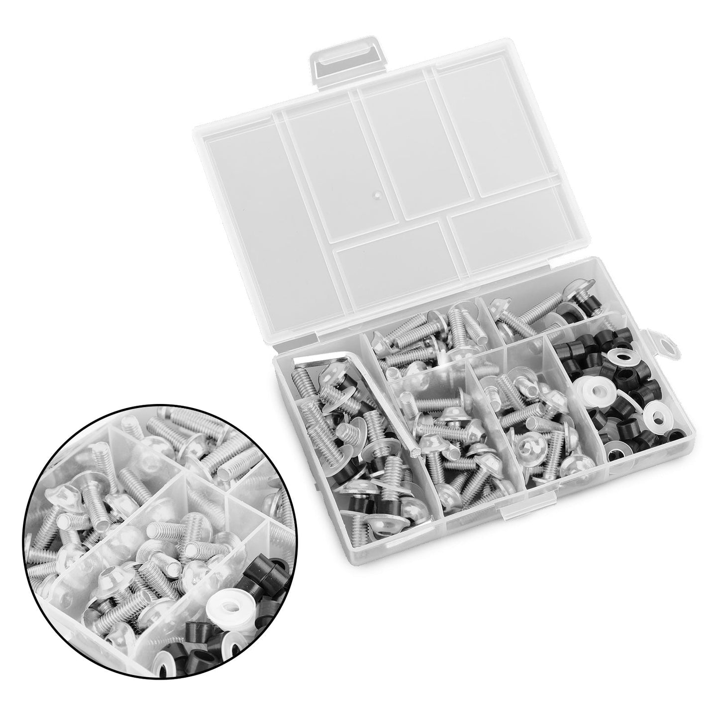 Kit de 158 boulons de carénage de pare-brise de moto de sport, clips de fixation, vis argentées
