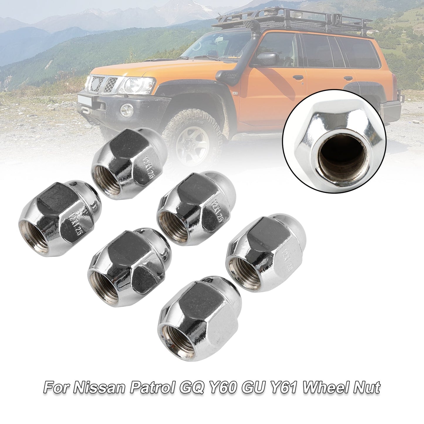 For Nissan Patrol GQ Y60 GU Y61 For Ford Maverick 6PCS Chrome Wheel Nut 40224V5500 40224-V5500