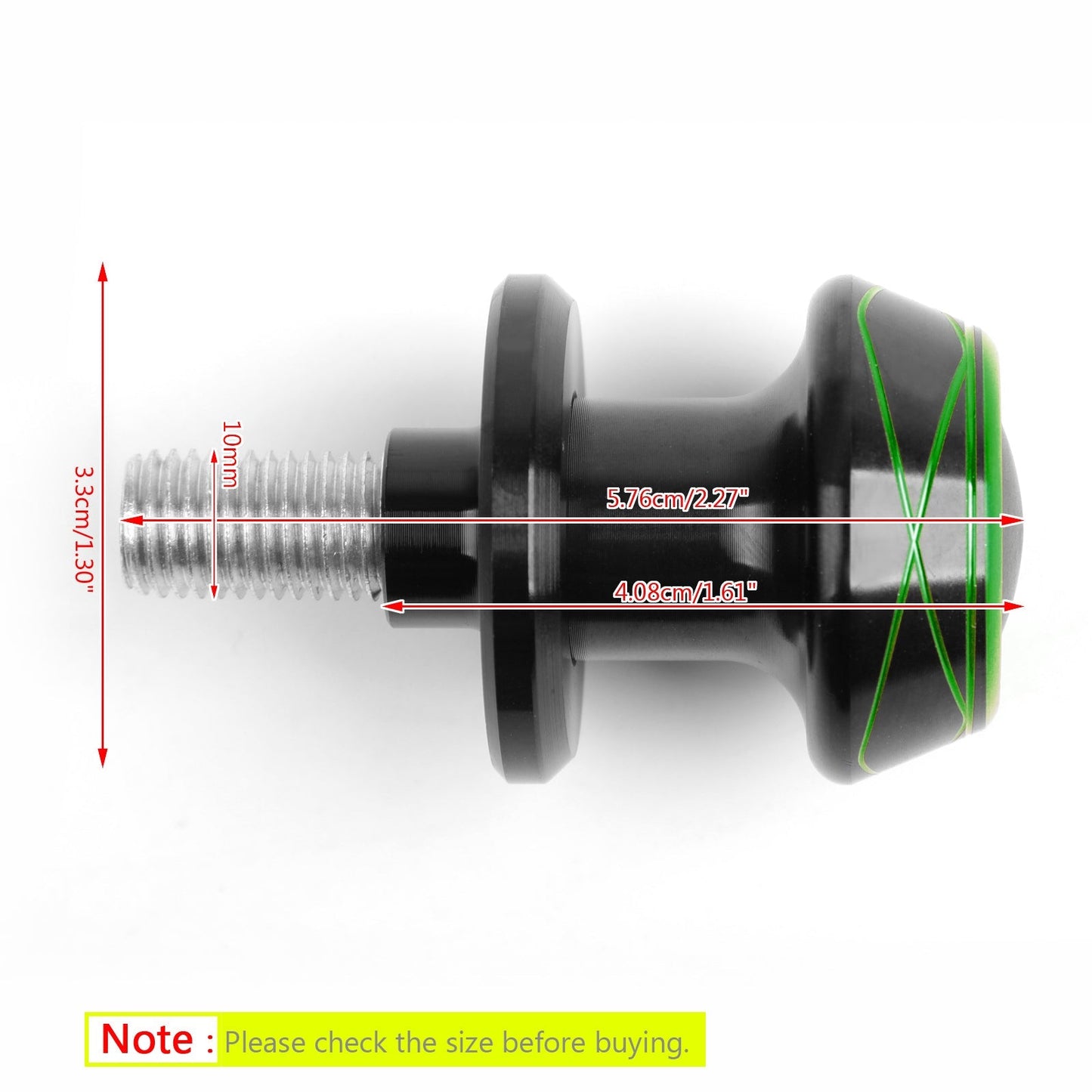 Curseur de bras oscillant universel CNC pour moto Kawasaki ZX10R Z800 Z1000, 2 x 10 mm, vert