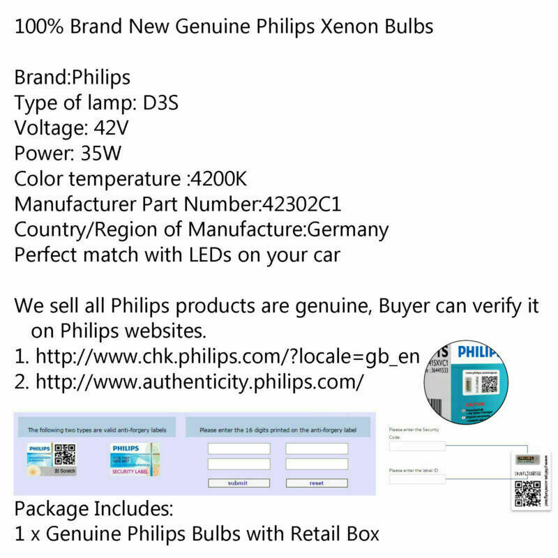 Pour phare 4200K, XenStart XENON Nouvelle ampoule 42403C1 D3S HID PHILIPS