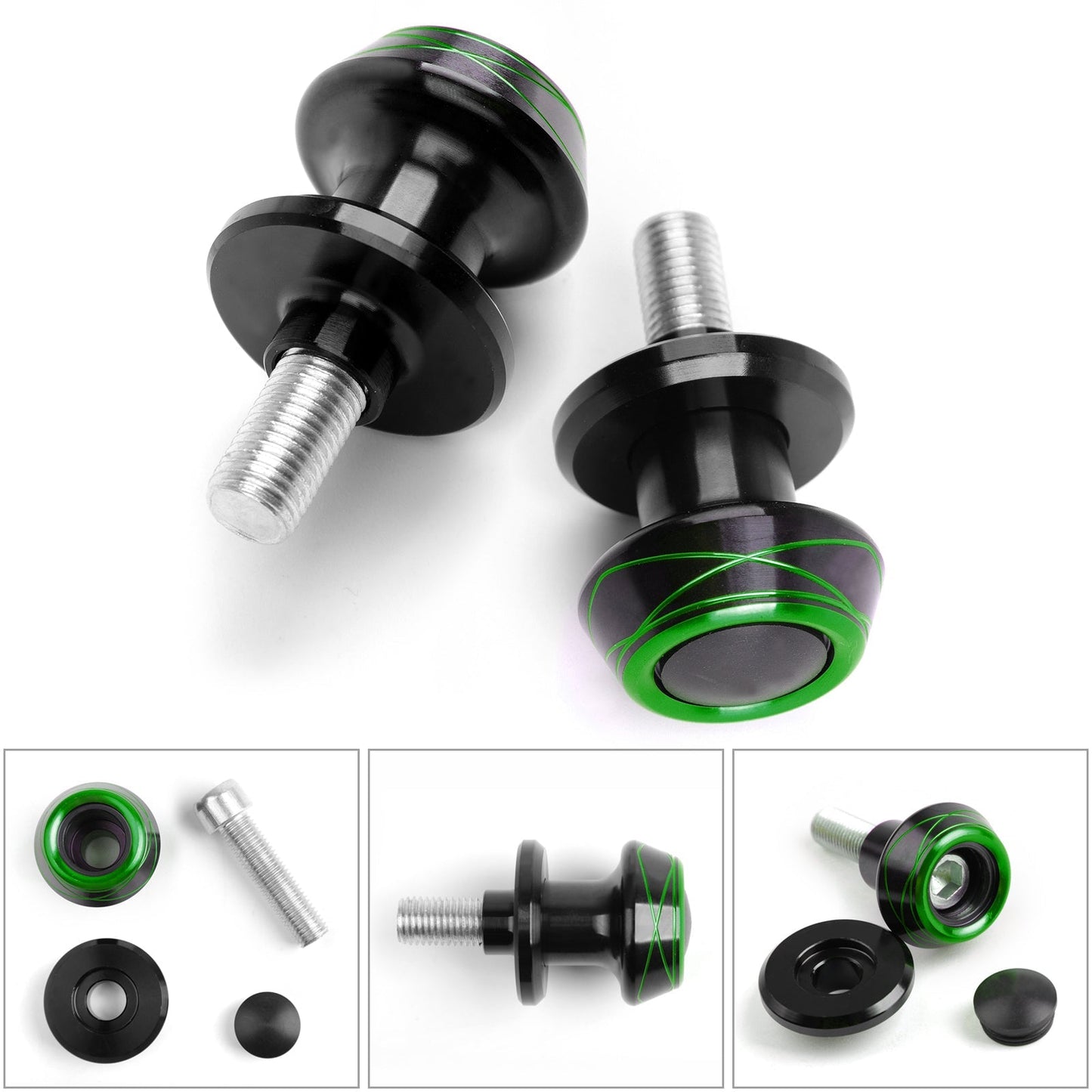 Curseur de bras oscillant universel CNC pour moto Kawasaki ZX10R Z800 Z1000, 2 x 10 mm, vert