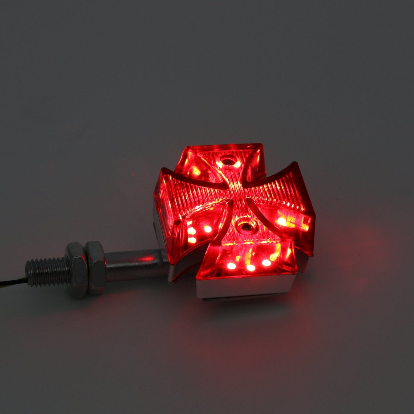 Luz de giro LED de cruz de Malta roja personalizada para motocicleta Harley, 2 unidades de CC, 12 voltios