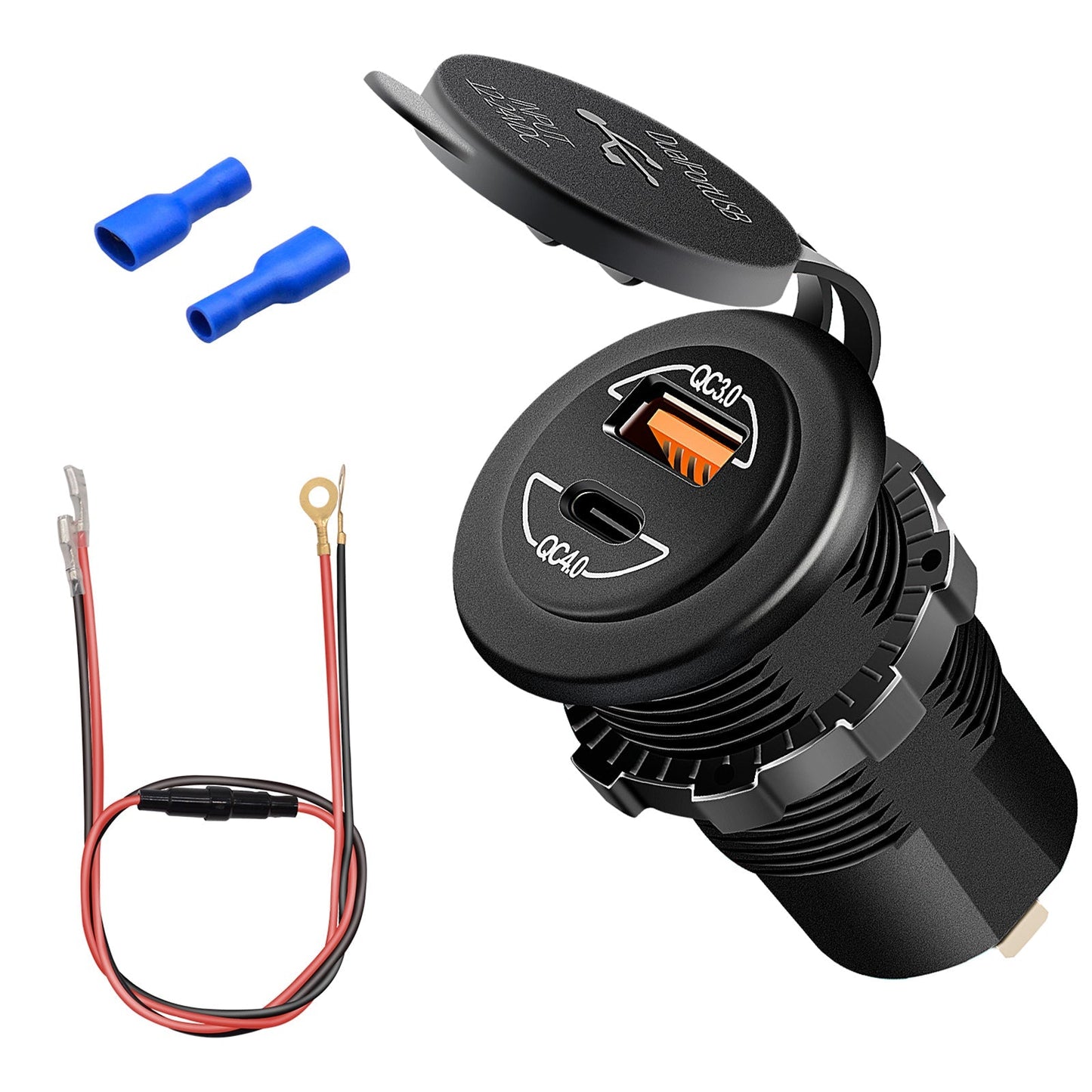 Soporte de carga para teléfono de 60 W QC4.0, soporte de extensión para motocicleta, color negro