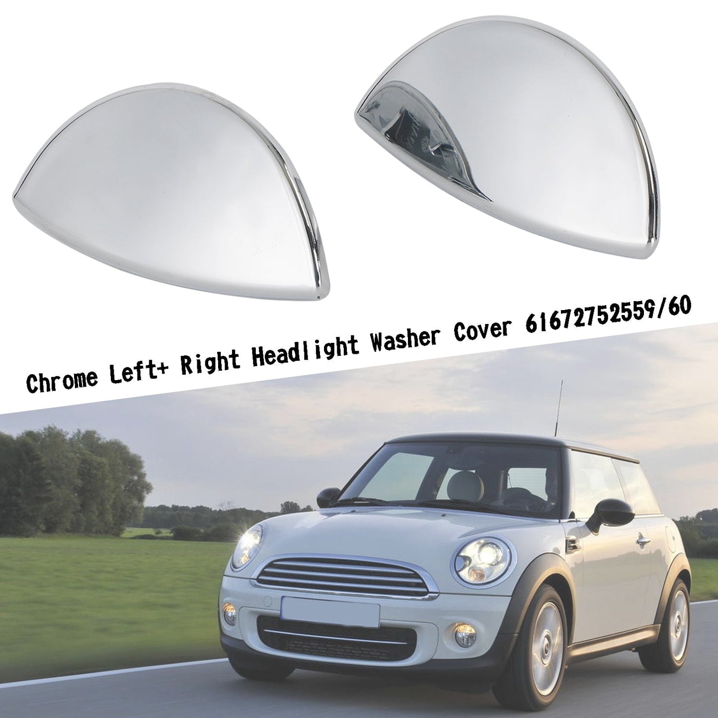 Cache de lave-phares gauche et droit chromé pour MINI Cooper Cabriolet/S Cabriolet R57 2009-2015 61672752559/60