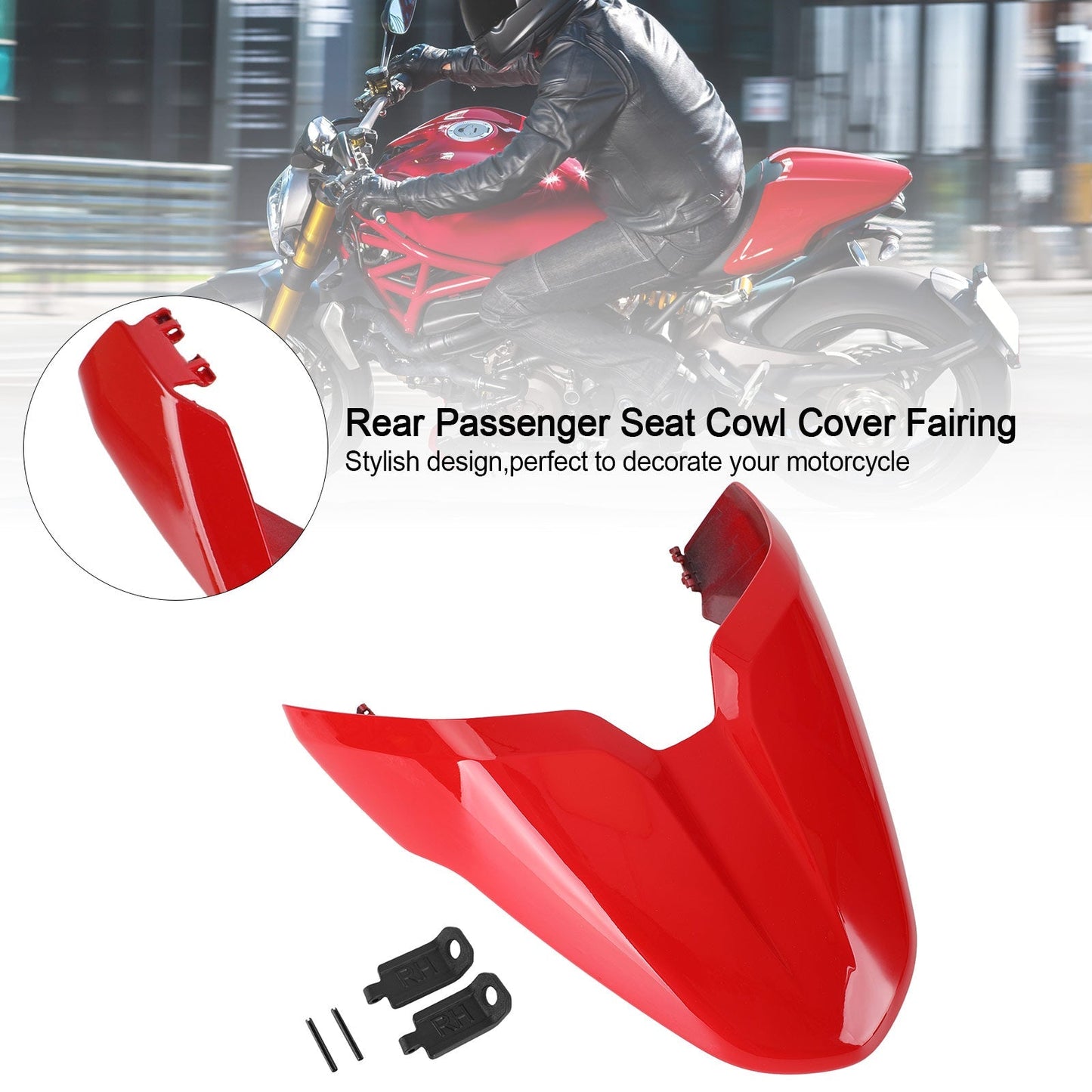 Ducati Monster 797 821 1200 Red Rear Passenger/Pillion Seat Cover Fairing
